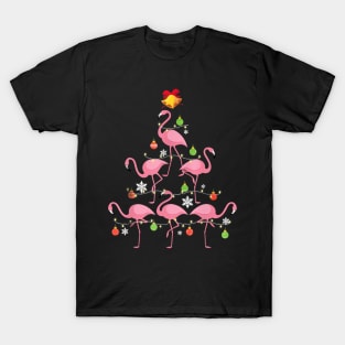 Pink Flamingo Christmas Tree Ornament Decor T-Shirt